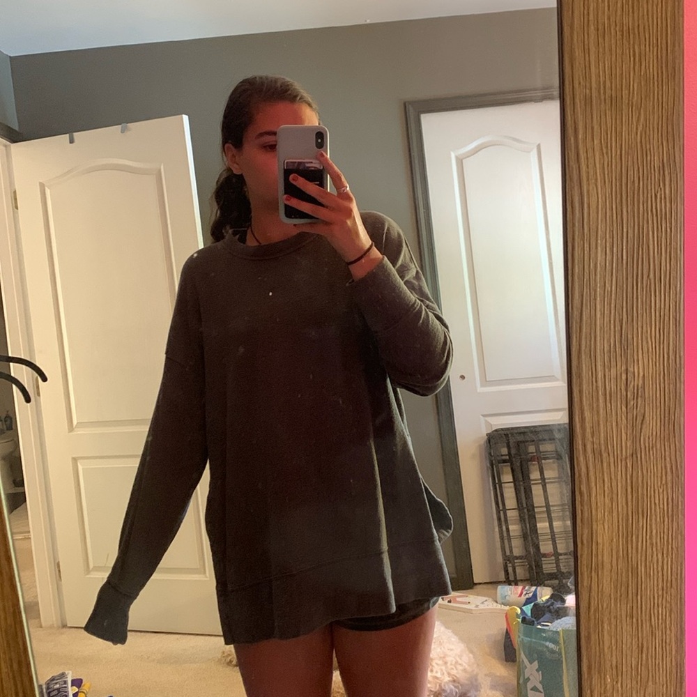 green/gray sweater